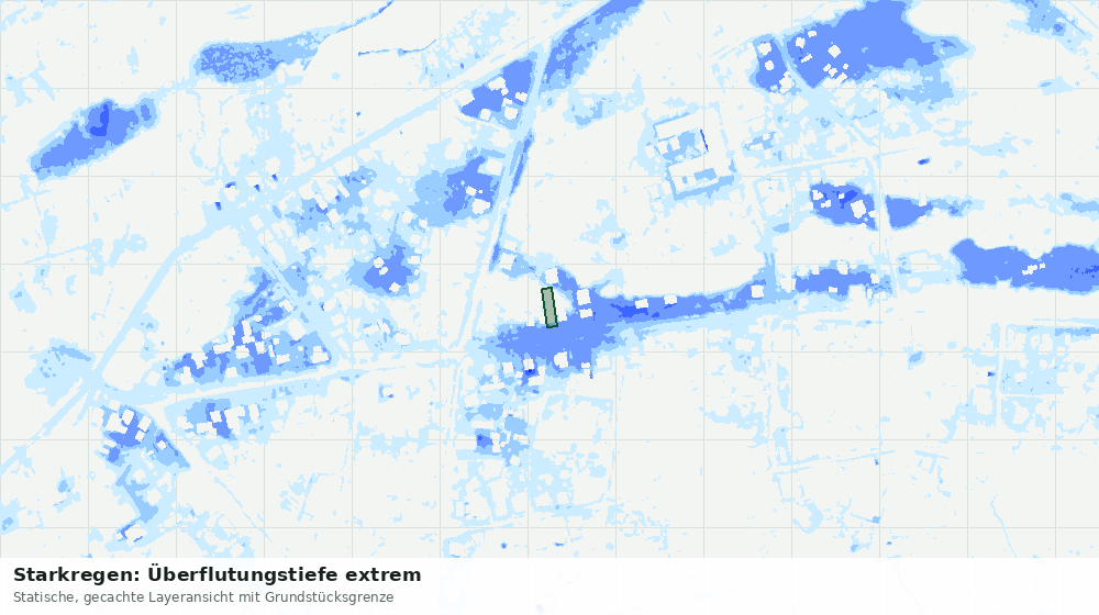 Statische Kartenansicht: Starkregen: Überflutungstiefe extrem