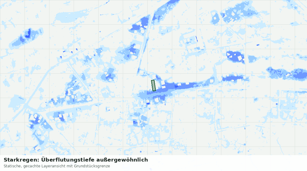 Statische Kartenansicht: Starkregen: Überflutungstiefe außergewöhnlich