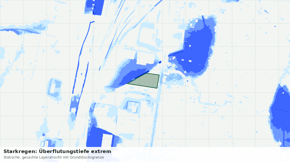 Statische Kartenansicht: Starkregen: Überflutungstiefe extrem