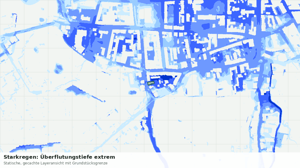 Statische Kartenansicht: Starkregen: Überflutungstiefe extrem