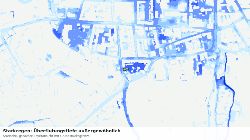 Statische Kartenansicht: Starkregen: Überflutungstiefe außergewöhnlich