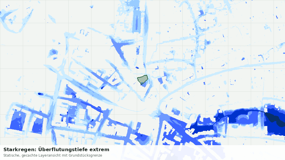 Statische Kartenansicht: Starkregen: Überflutungstiefe extrem