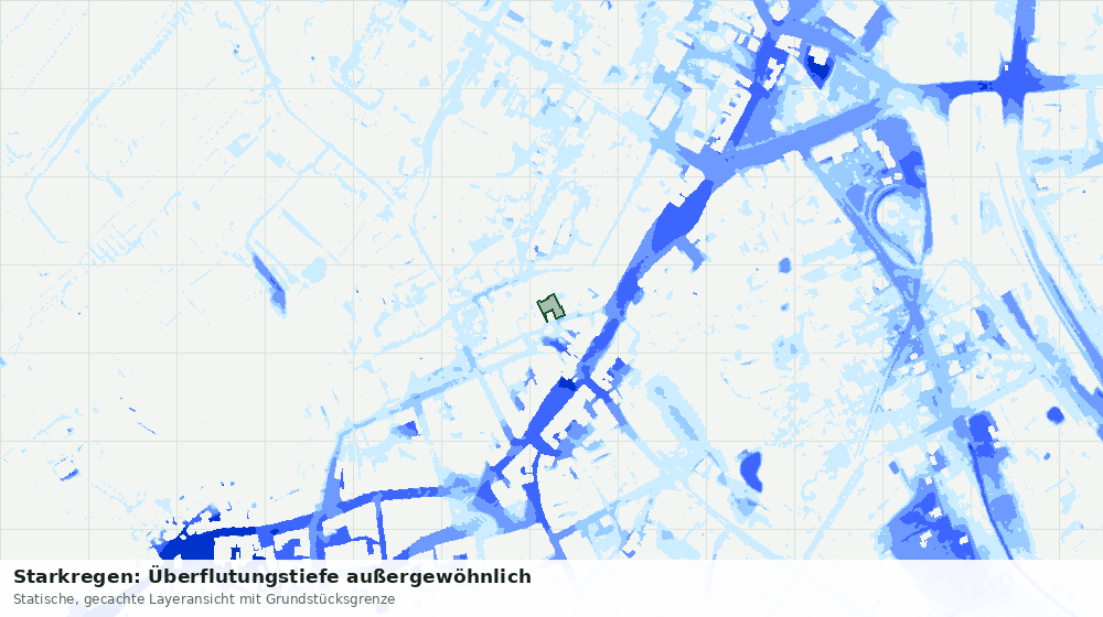 Statische Kartenansicht: Starkregen: Überflutungstiefe außergewöhnlich