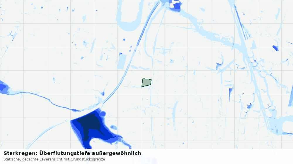 Statische Kartenansicht: Starkregen: Überflutungstiefe außergewöhnlich