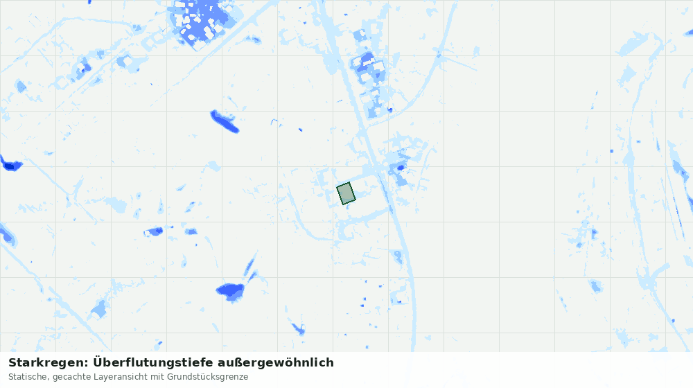 Statische Kartenansicht: Starkregen: Überflutungstiefe außergewöhnlich