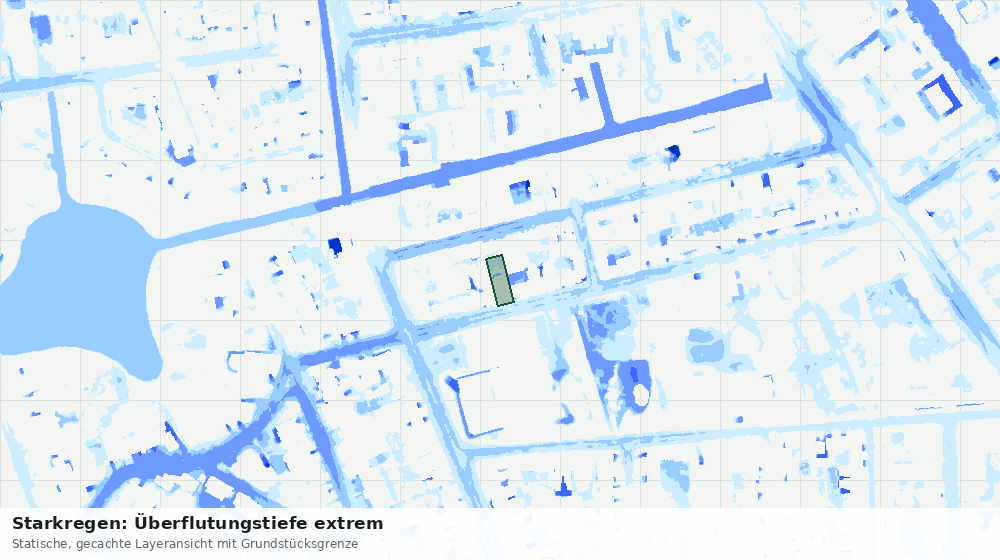 Statische Kartenansicht: Starkregen: Überflutungstiefe extrem