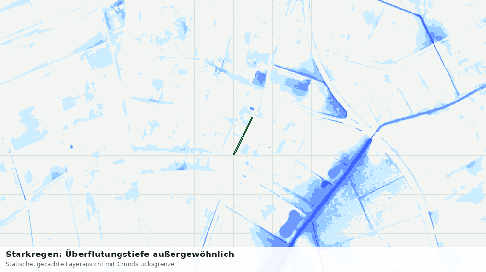 Statische Kartenansicht: Starkregen: Überflutungstiefe außergewöhnlich