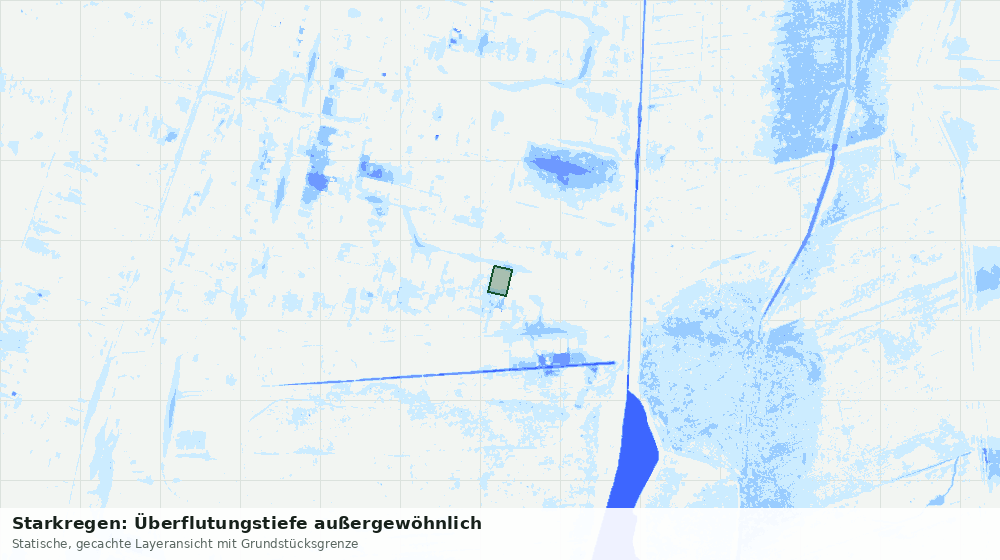 Statische Kartenansicht: Starkregen: Überflutungstiefe außergewöhnlich