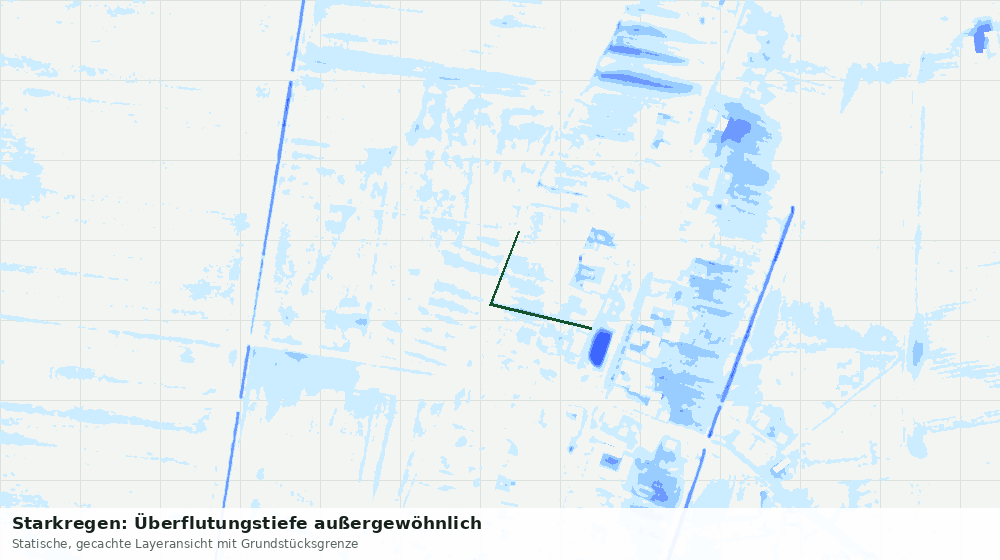 Statische Kartenansicht: Starkregen: Überflutungstiefe außergewöhnlich