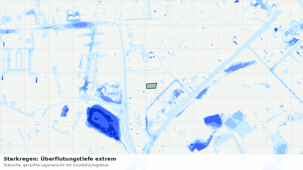 Statische Kartenansicht: Starkregen: Überflutungstiefe extrem
