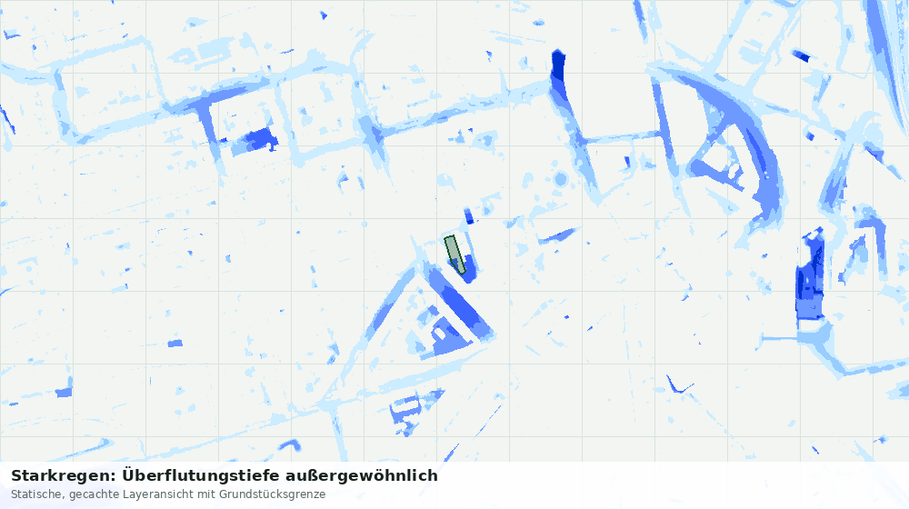 Statische Kartenansicht: Starkregen: Überflutungstiefe außergewöhnlich