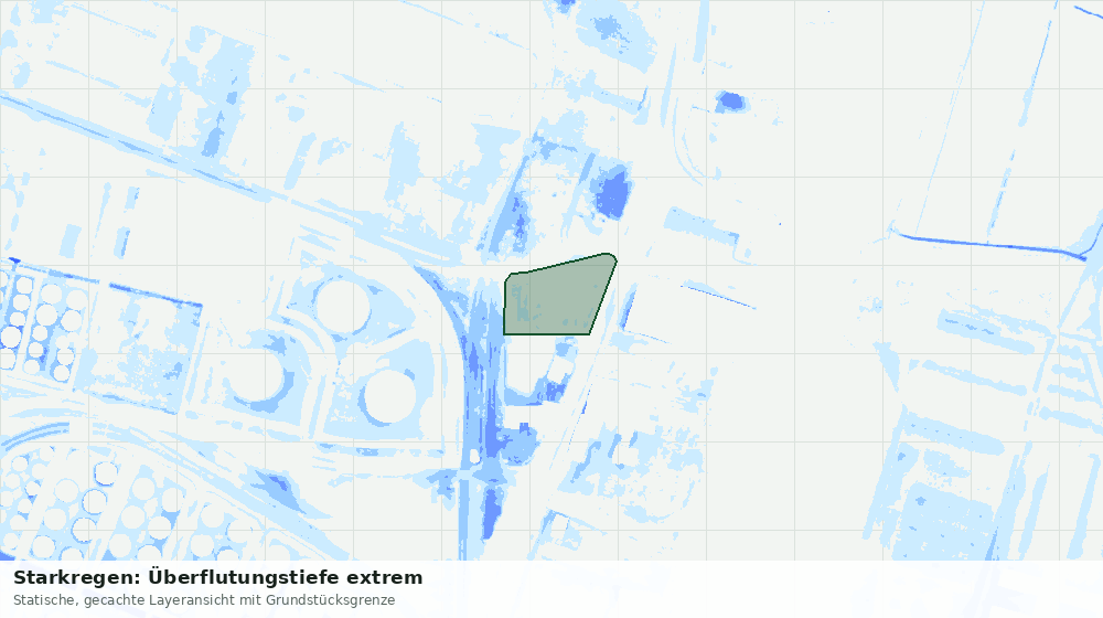 Statische Kartenansicht: Starkregen: Überflutungstiefe extrem