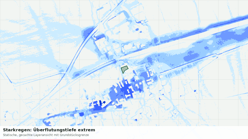 Statische Kartenansicht: Starkregen: Überflutungstiefe extrem