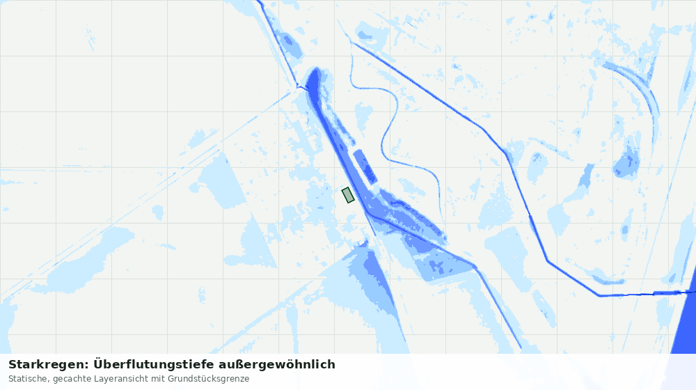 Statische Kartenansicht: Starkregen: Überflutungstiefe außergewöhnlich