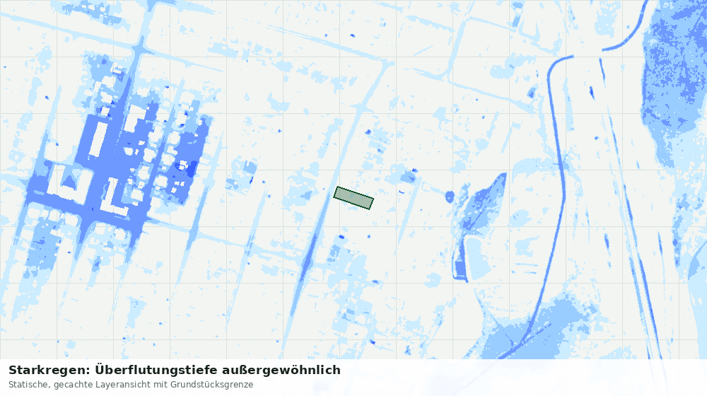 Statische Kartenansicht: Starkregen: Überflutungstiefe außergewöhnlich