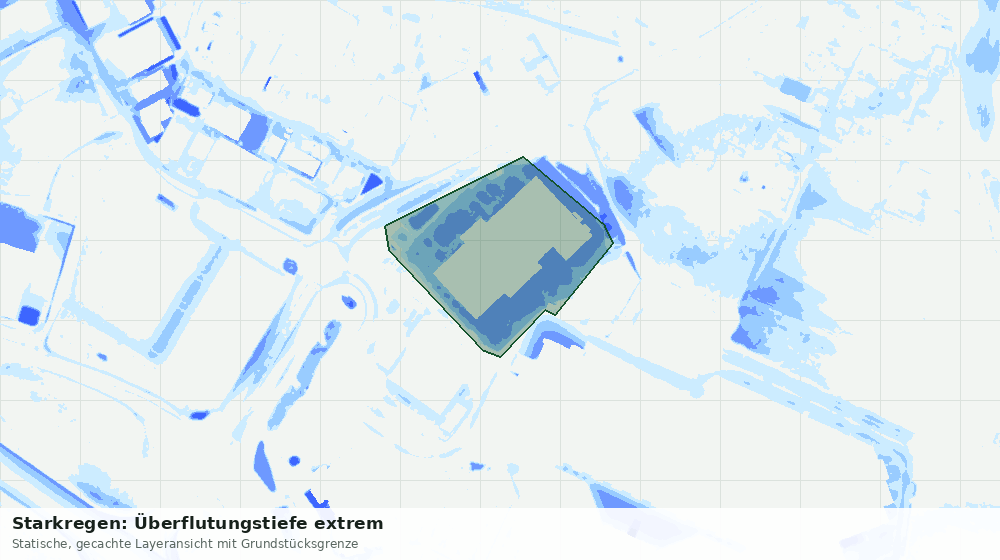 Statische Kartenansicht: Starkregen: Überflutungstiefe extrem