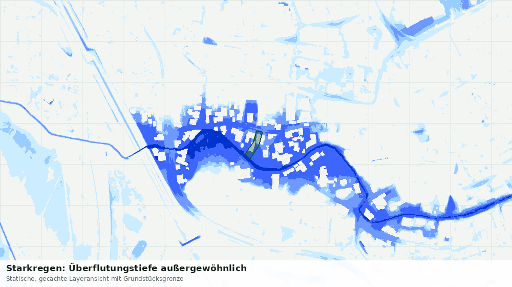 Statische Kartenansicht: Starkregen: Überflutungstiefe außergewöhnlich