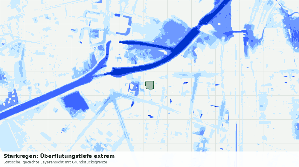 Statische Kartenansicht: Starkregen: Überflutungstiefe extrem