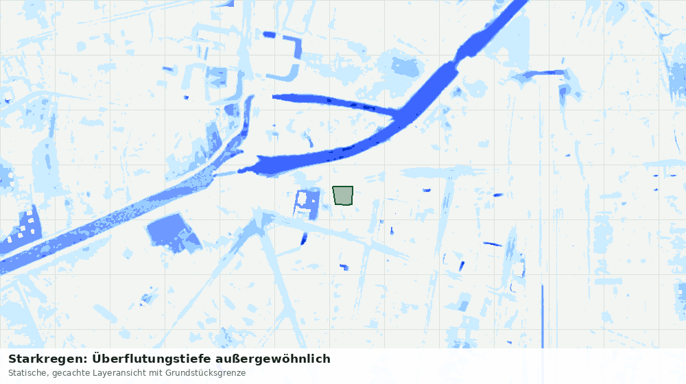 Statische Kartenansicht: Starkregen: Überflutungstiefe außergewöhnlich