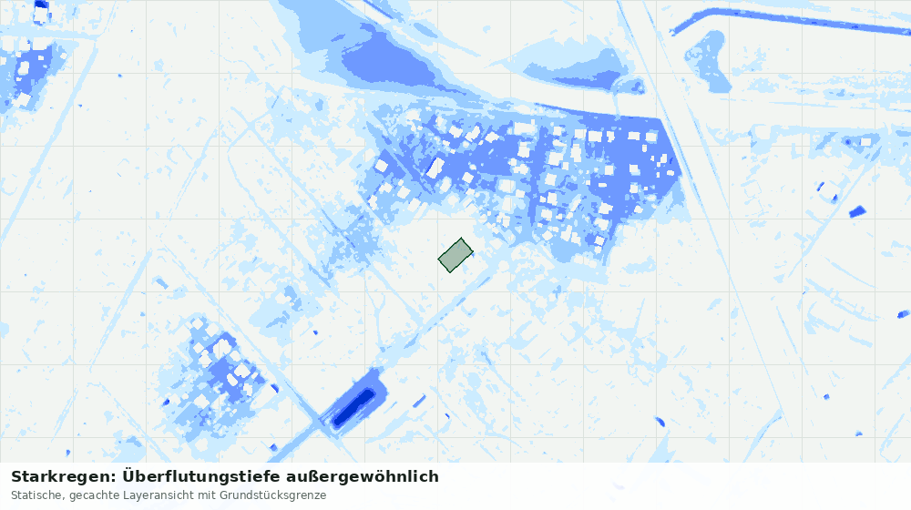 Statische Kartenansicht: Starkregen: Überflutungstiefe außergewöhnlich