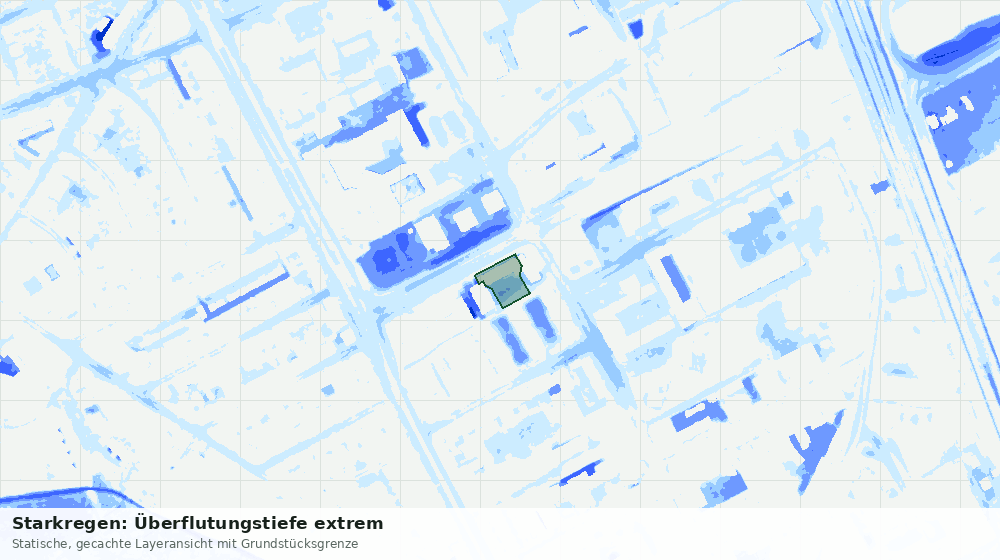 Statische Kartenansicht: Starkregen: Überflutungstiefe extrem
