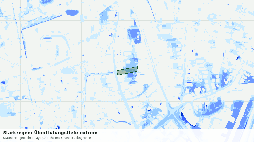 Statische Kartenansicht: Starkregen: Überflutungstiefe extrem