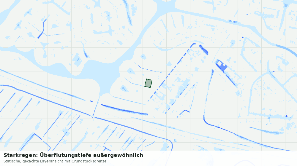Statische Kartenansicht: Starkregen: Überflutungstiefe außergewöhnlich