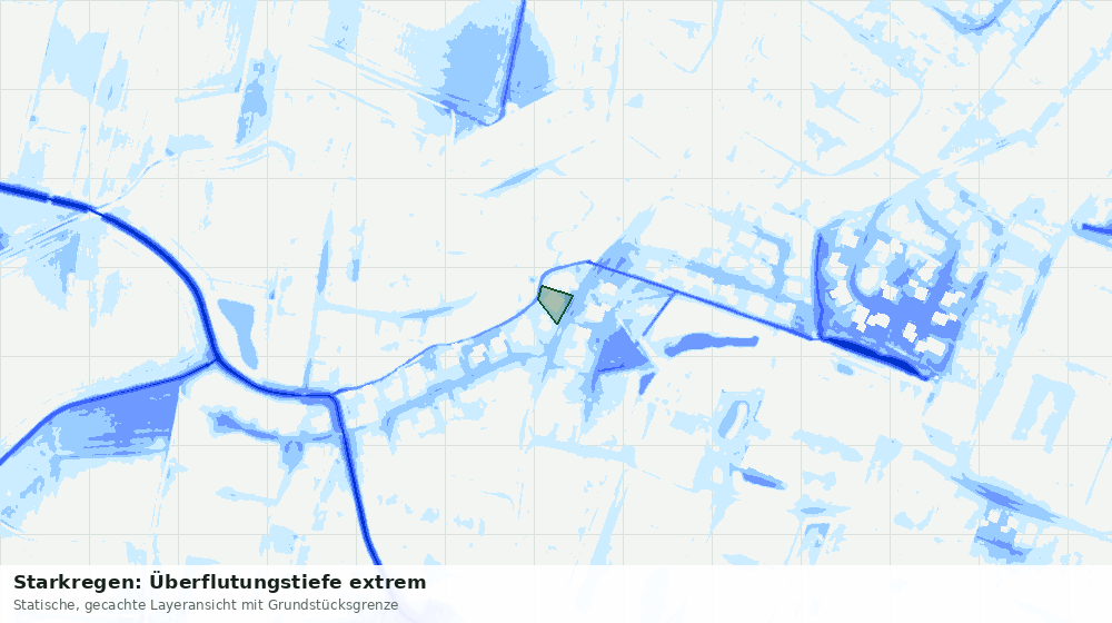 Statische Kartenansicht: Starkregen: Überflutungstiefe extrem