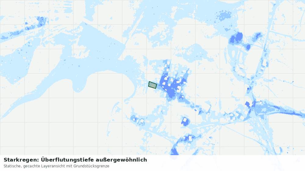 Statische Kartenansicht: Starkregen: Überflutungstiefe außergewöhnlich