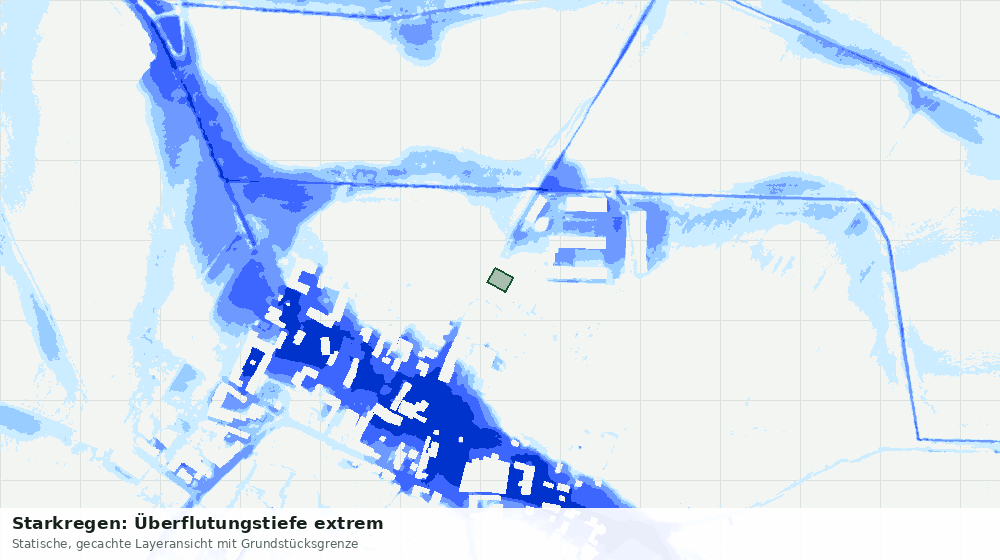 Statische Kartenansicht: Starkregen: Überflutungstiefe extrem