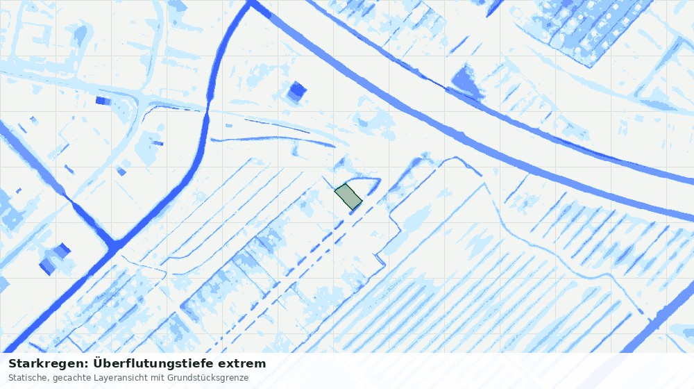 Statische Kartenansicht: Starkregen: Überflutungstiefe extrem