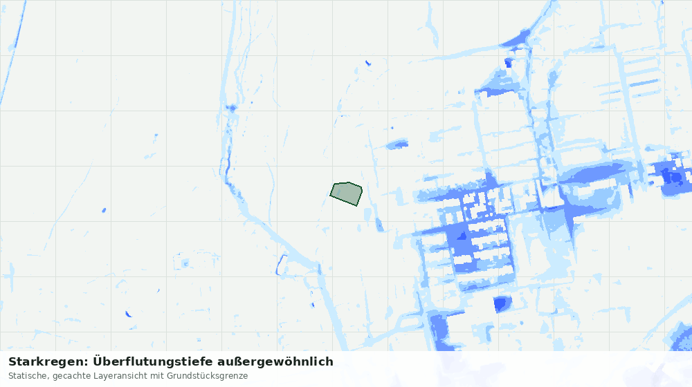 Statische Kartenansicht: Starkregen: Überflutungstiefe außergewöhnlich