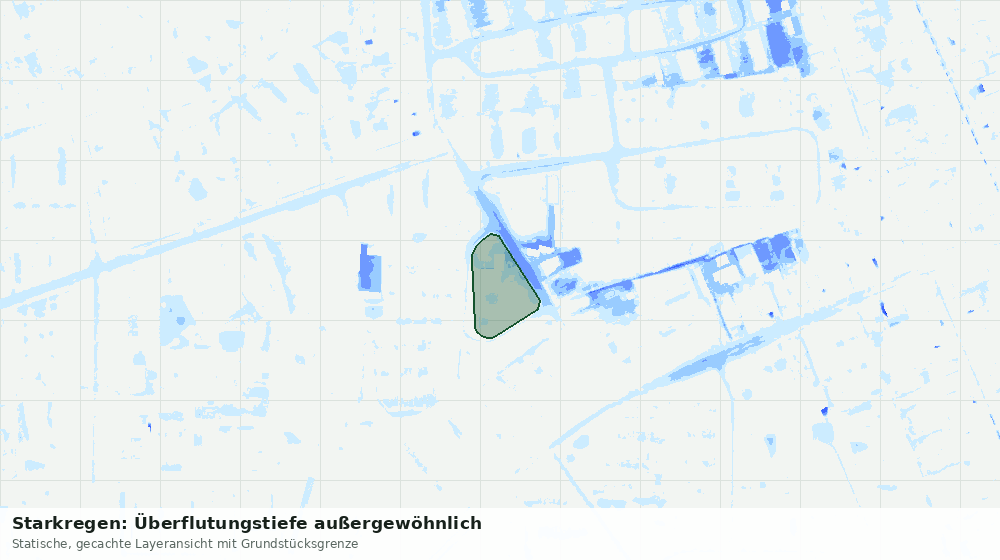 Statische Kartenansicht: Starkregen: Überflutungstiefe außergewöhnlich