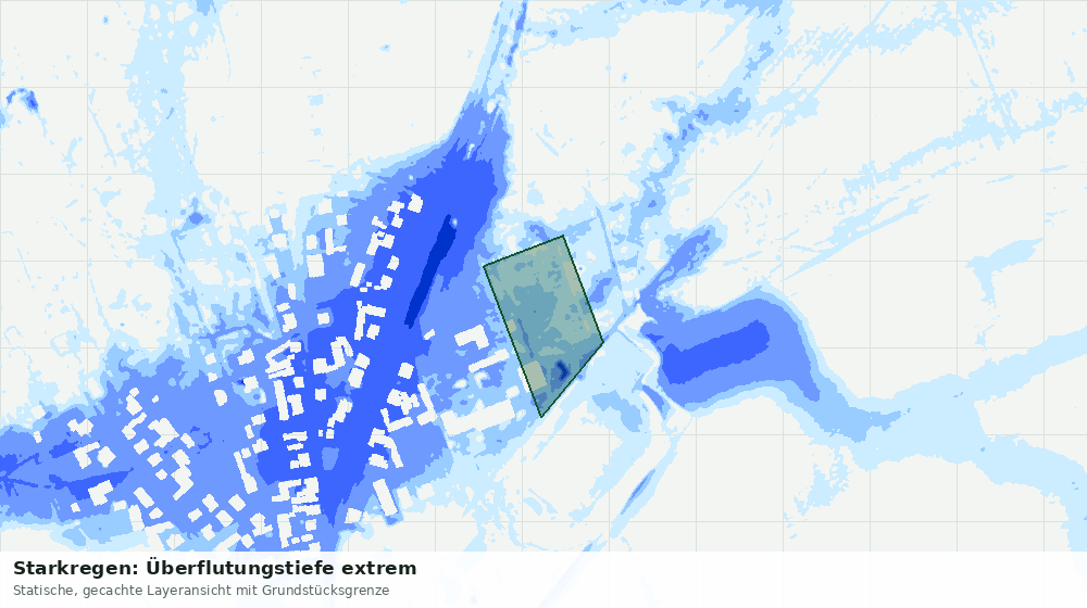 Statische Kartenansicht: Starkregen: Überflutungstiefe extrem