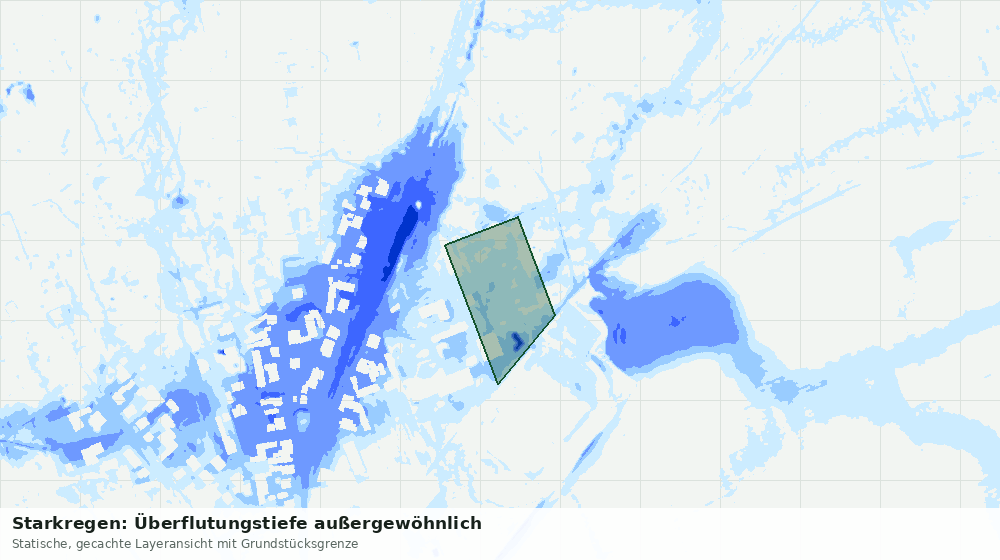 Statische Kartenansicht: Starkregen: Überflutungstiefe außergewöhnlich