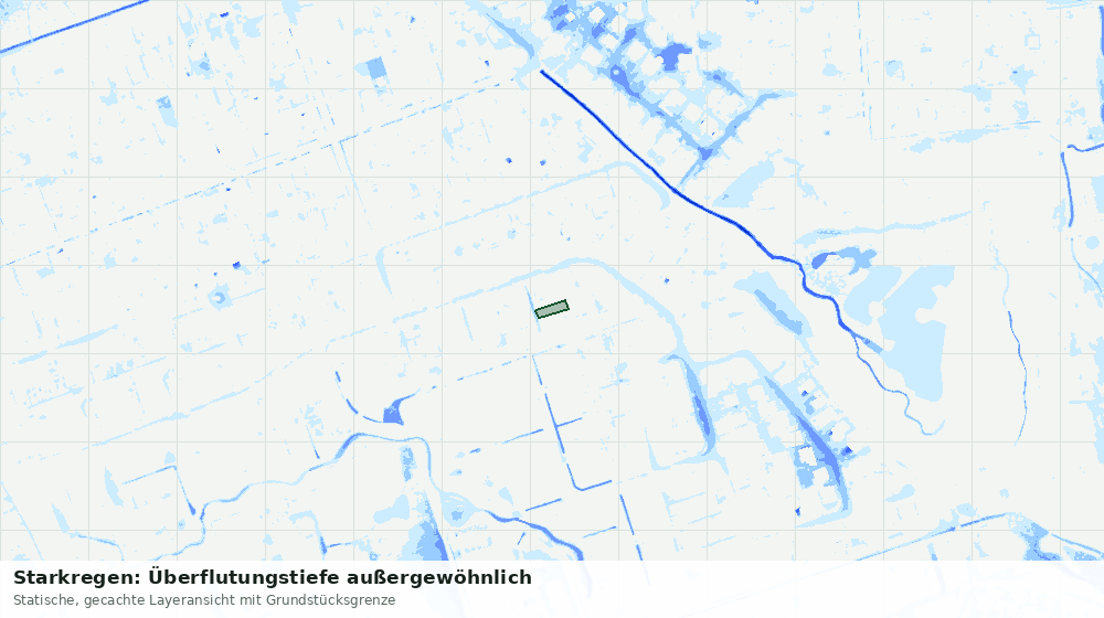 Statische Kartenansicht: Starkregen: Überflutungstiefe außergewöhnlich