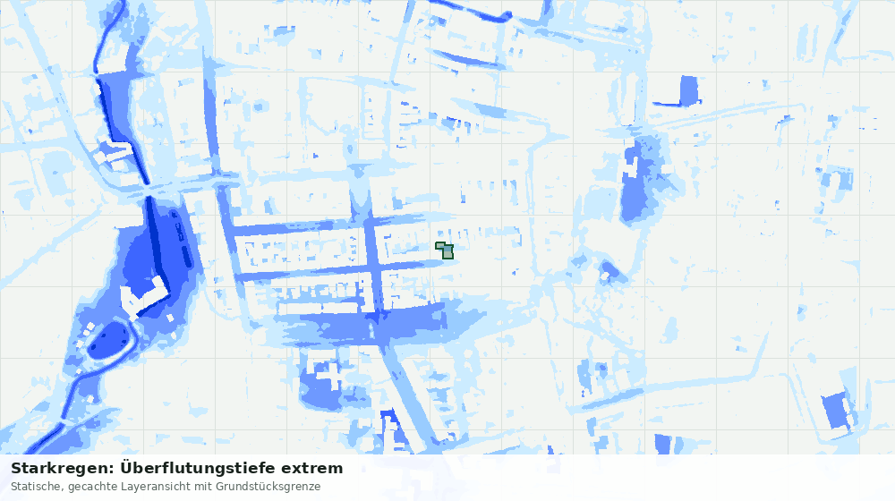 Statische Kartenansicht: Starkregen: Überflutungstiefe extrem