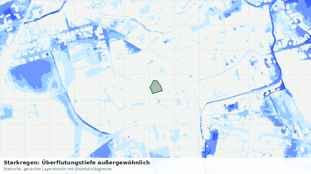 Statische Kartenansicht: Starkregen: Überflutungstiefe außergewöhnlich