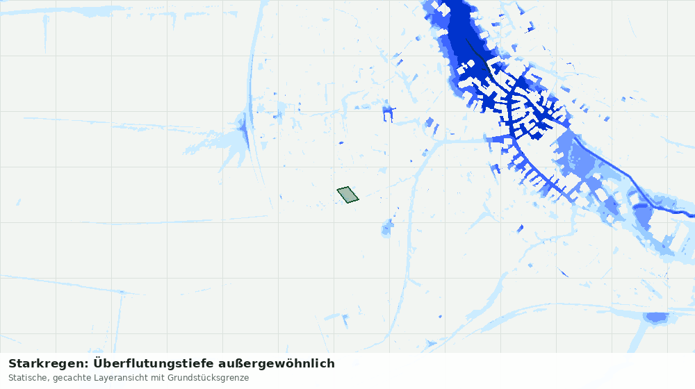 Statische Kartenansicht: Starkregen: Überflutungstiefe außergewöhnlich