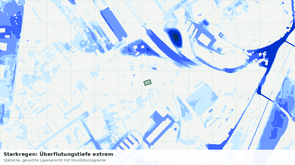 Statische Kartenansicht: Starkregen: Überflutungstiefe extrem