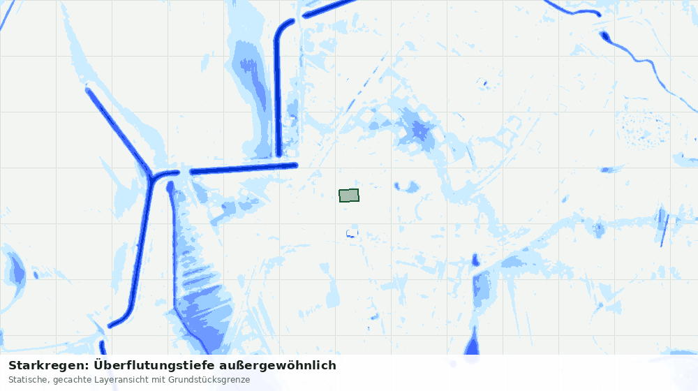Statische Kartenansicht: Starkregen: Überflutungstiefe außergewöhnlich