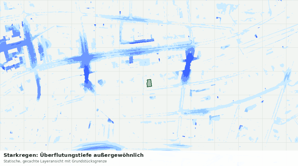 Statische Kartenansicht: Starkregen: Überflutungstiefe außergewöhnlich