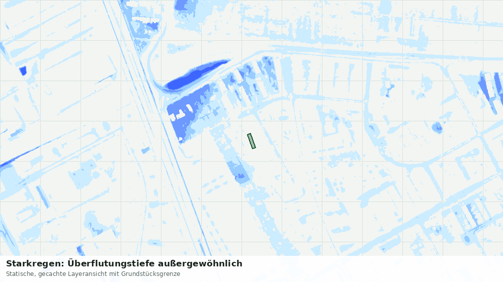 Statische Kartenansicht: Starkregen: Überflutungstiefe außergewöhnlich