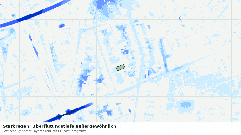 Statische Kartenansicht: Starkregen: Überflutungstiefe außergewöhnlich