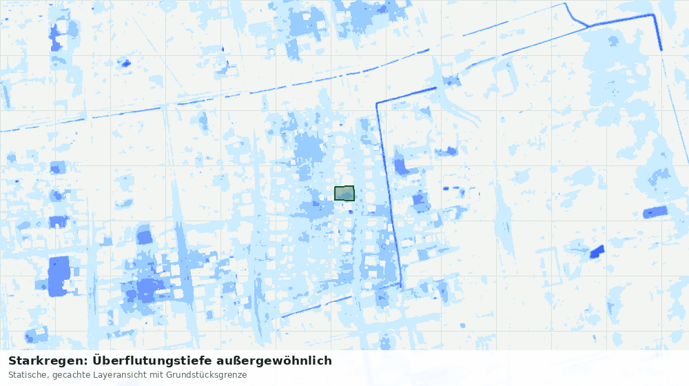 Statische Kartenansicht: Starkregen: Überflutungstiefe außergewöhnlich