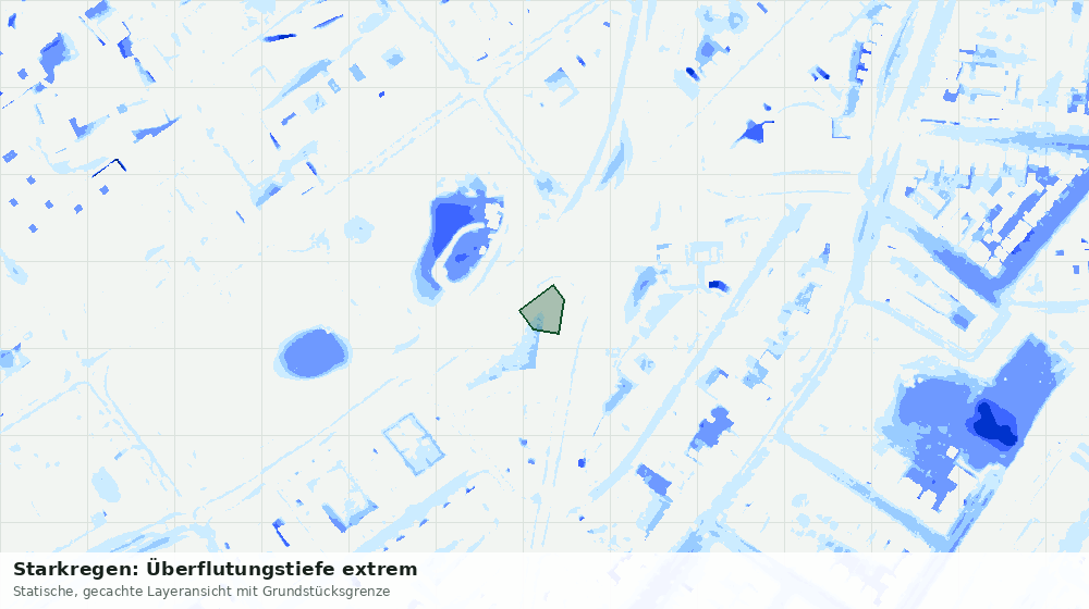 Statische Kartenansicht: Starkregen: Überflutungstiefe extrem