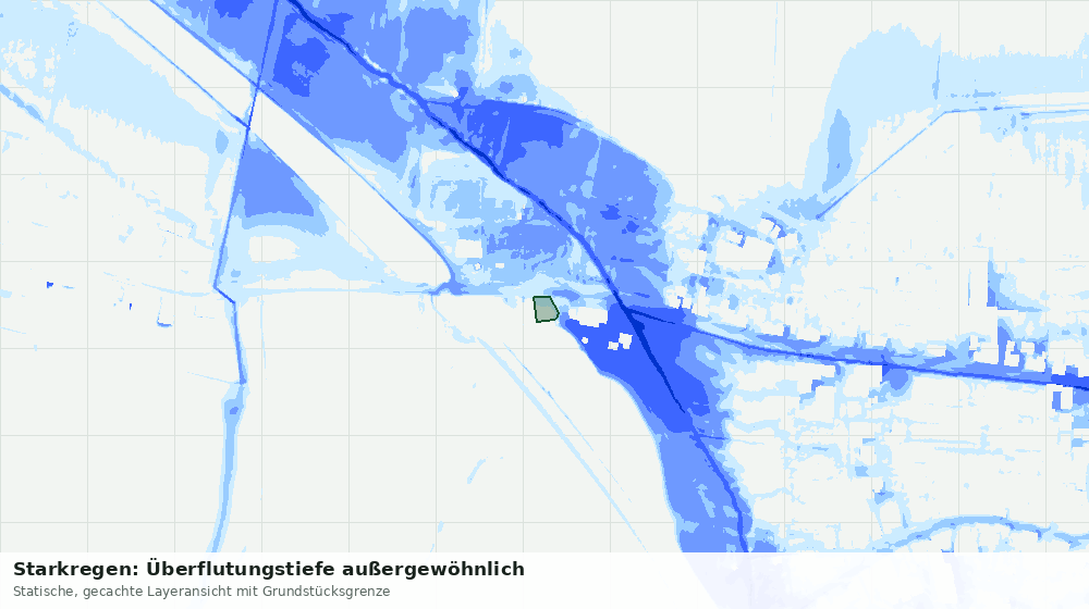 Statische Kartenansicht: Starkregen: Überflutungstiefe außergewöhnlich