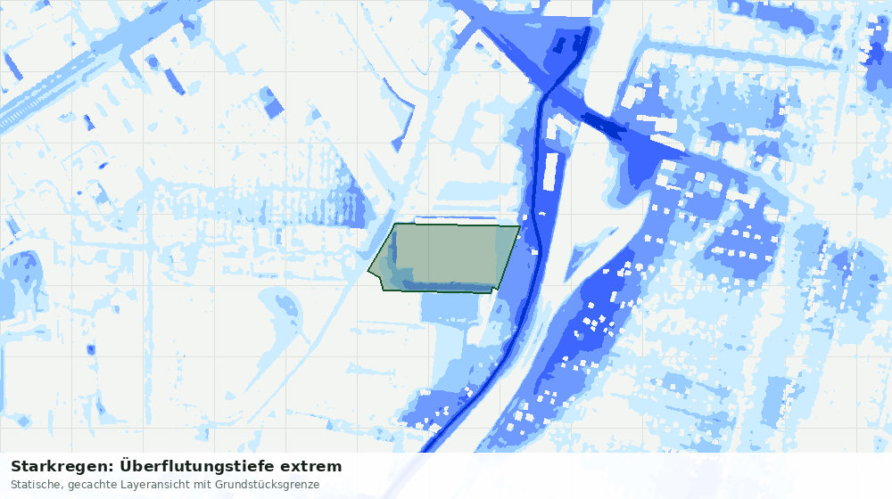 Statische Kartenansicht: Starkregen: Überflutungstiefe extrem