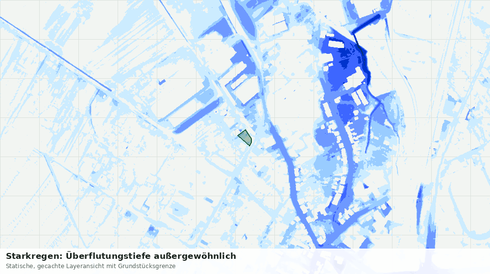 Statische Kartenansicht: Starkregen: Überflutungstiefe außergewöhnlich