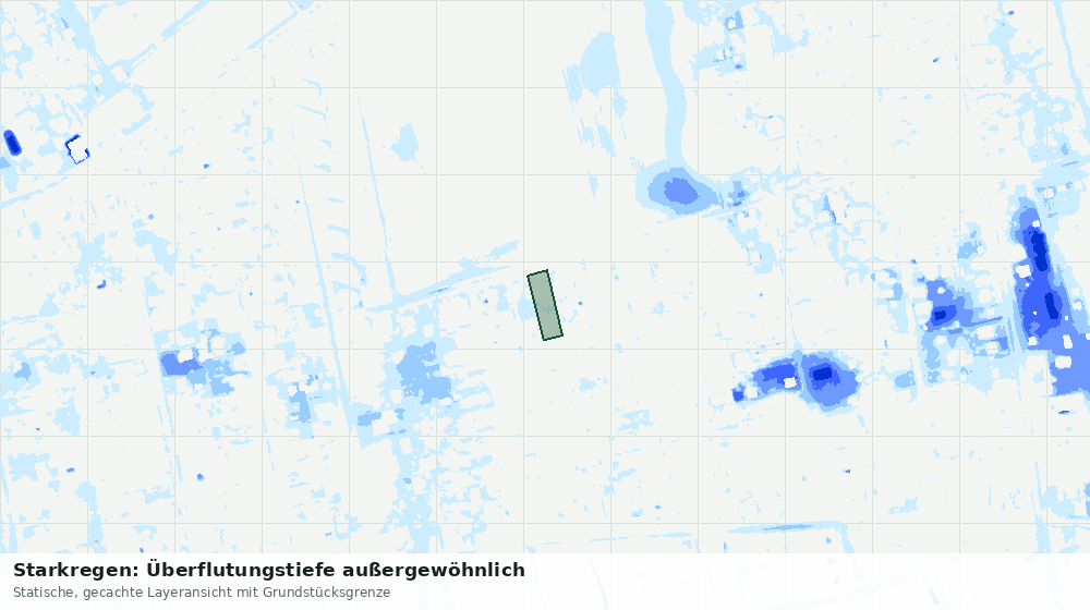 Statische Kartenansicht: Starkregen: Überflutungstiefe außergewöhnlich